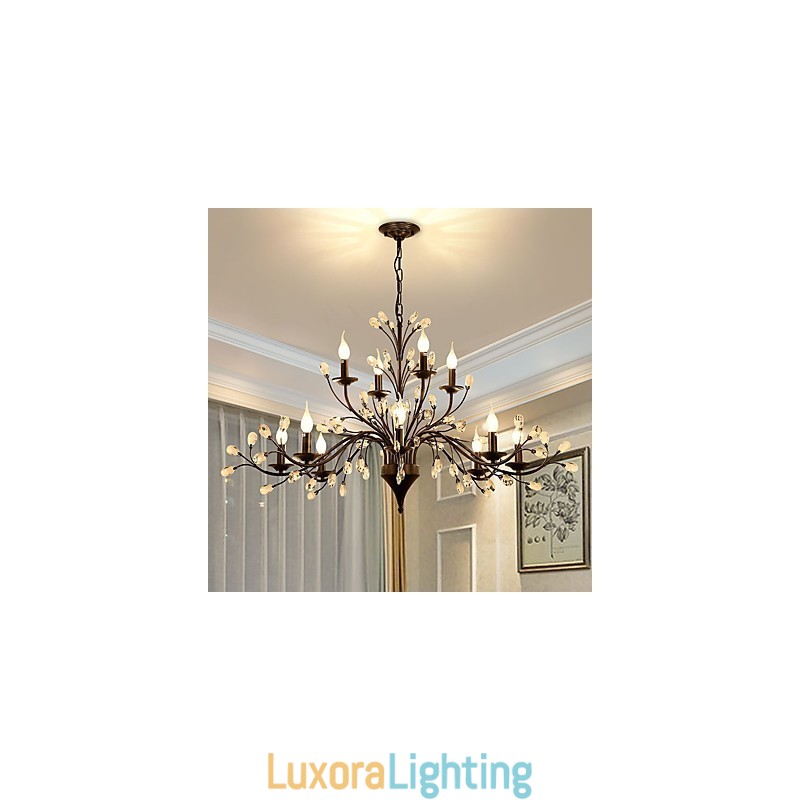 Designer Touch Decorative 12 Lights Crystal Chandelier Modern Contemporary Traditional Classic Vintage Retro Country Painting Feature