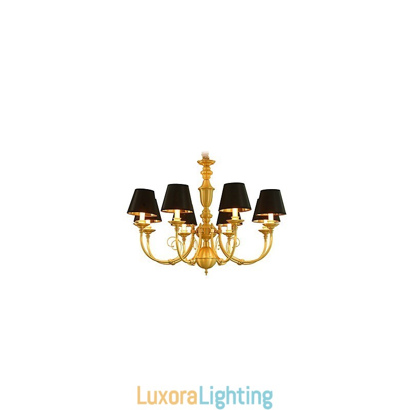 Designer Touch Decorative Chandelier Traditional Classic Country Brass Feature for Mini Style Metal 8 Bulbs