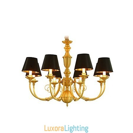Designer Touch Decorative Chandelier Traditional Classic Country Brass Feature for Mini Style Metal 8 Bulbs