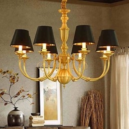 Designer Touch Decorative Chandelier Traditional Classic Country Brass Feature for Mini Style Metal 8 Bulbs