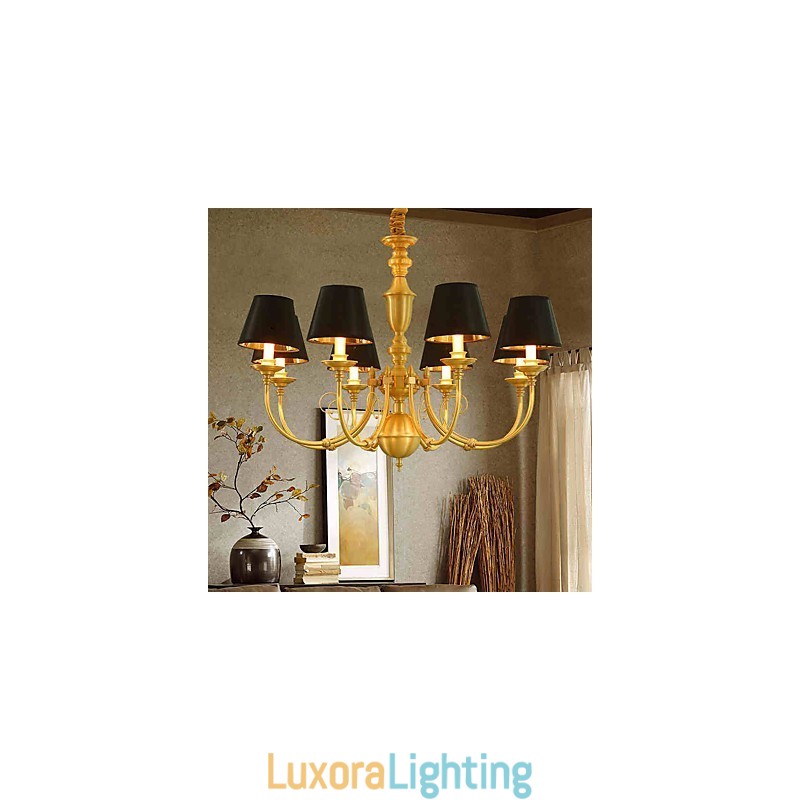Designer Touch Decorative Chandelier Traditional Classic Country Brass Feature for Mini Style Metal 8 Bulbs
