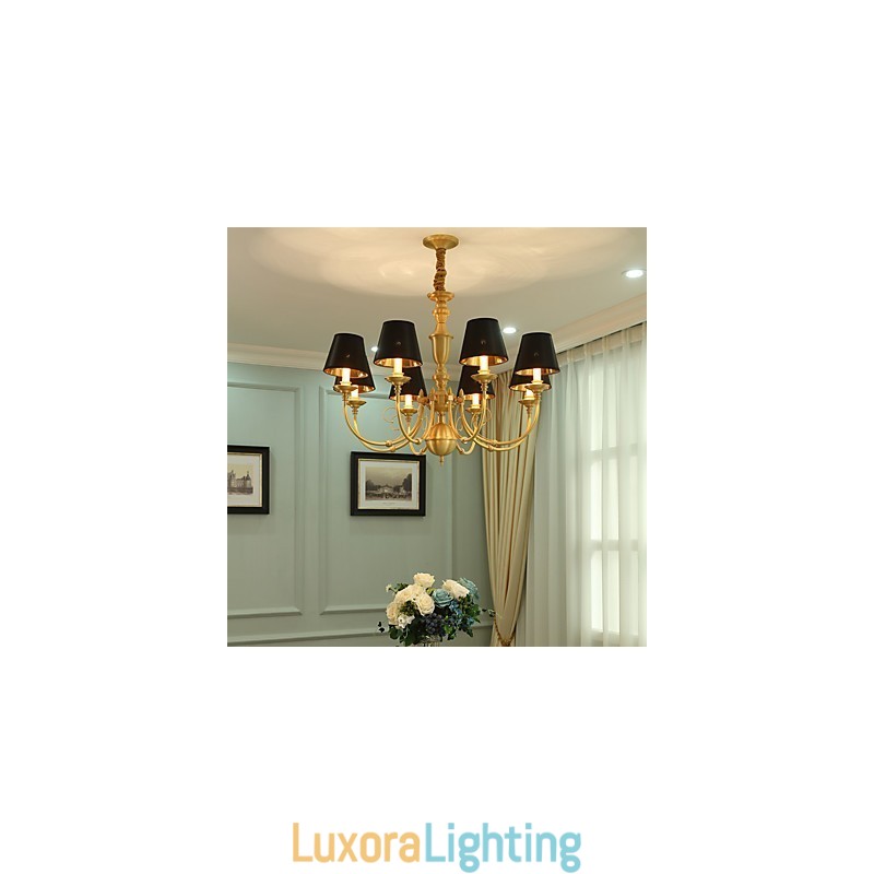 Designer Touch Decorative Chandelier Traditional Classic Country Brass Feature for Mini Style Metal 8 Bulbs