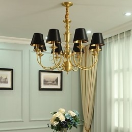 Designer Touch Decorative Chandelier Traditional Classic Country Brass Feature for Mini Style Metal 8 Bulbs
