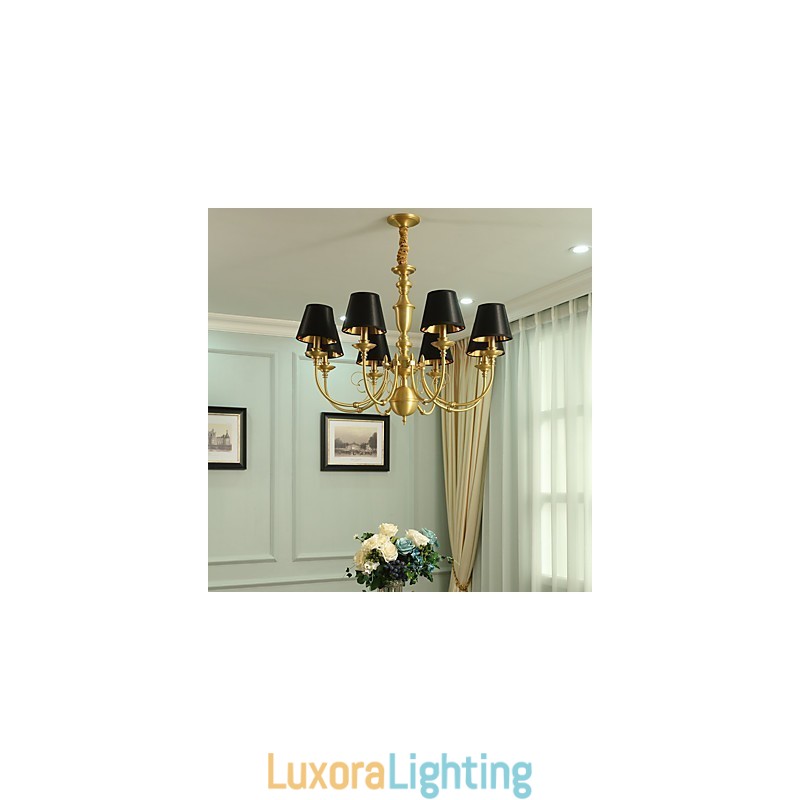 Designer Touch Decorative Chandelier Traditional Classic Country Brass Feature for Mini Style Metal 8 Bulbs