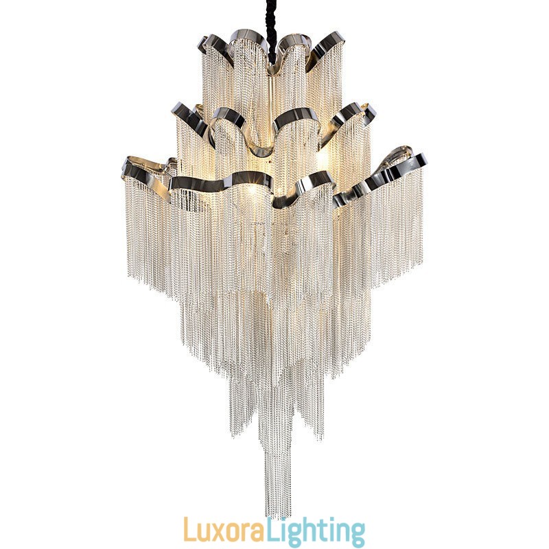 Designer Touch Decorative Aluminum Stream Chandelier Pendant Light Silver Colour Spiral Staircase staircase