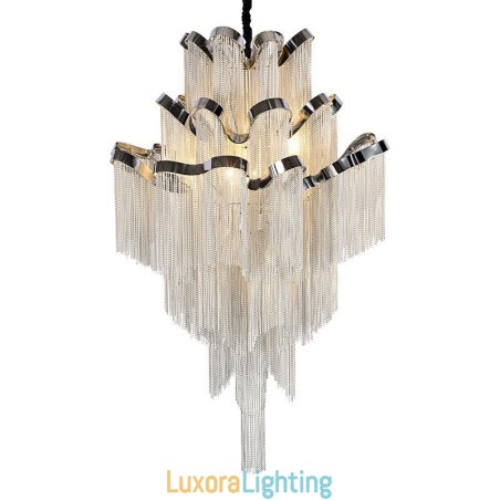 Designer Touch Decorative Aluminum Stream Chandelier Pendant Light Silver Colour Spiral Staircase staircase