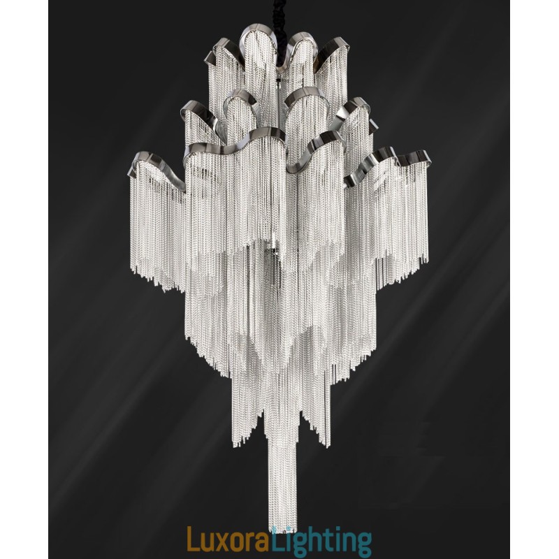 Designer Touch Decorative Aluminum Stream Chandelier Pendant Light Silver Colour Spiral Staircase staircase