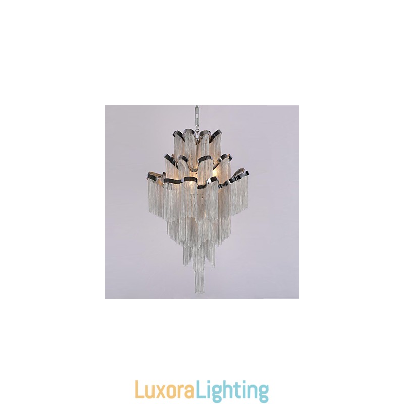 Designer Touch Decorative Aluminum Stream Chandelier Pendant Light Silver Colour Spiral Staircase staircase