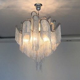 Designer Touch Decorative Aluminum Stream Chandelier Pendant Light Silver Colour Spiral Staircase staircase