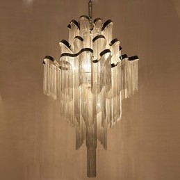 Designer Touch Decorative Aluminum Stream Chandelier Pendant Light Silver Colour Spiral Staircase staircase