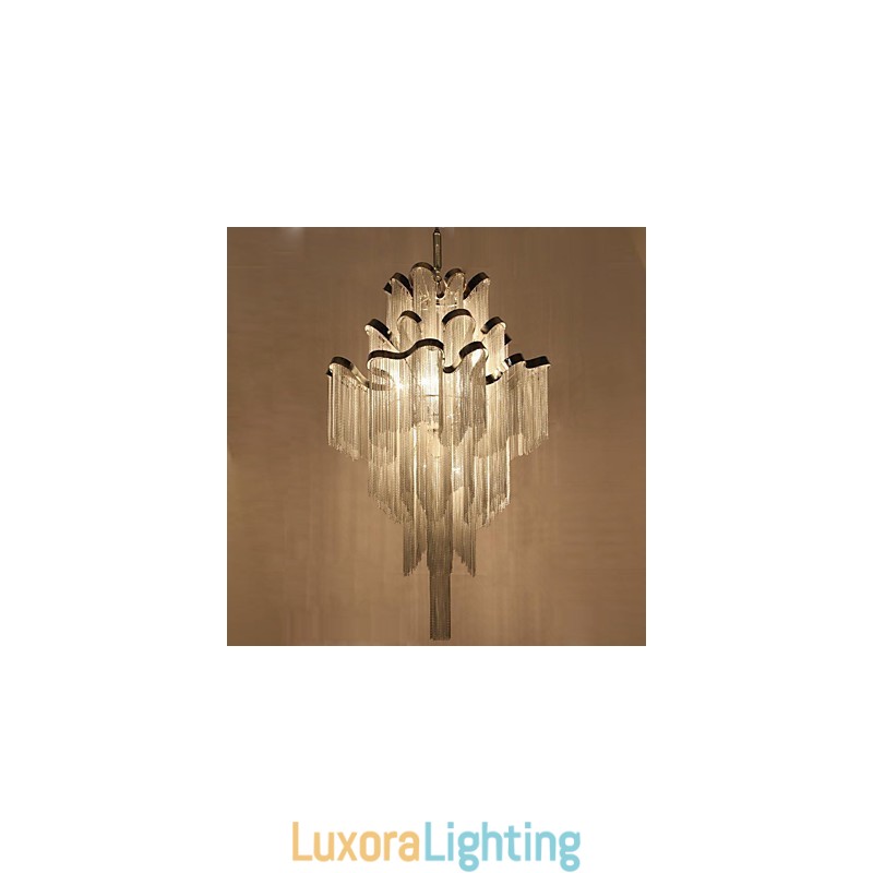 Designer Touch Decorative Aluminum Stream Chandelier Pendant Light Silver Colour Spiral Staircase staircase