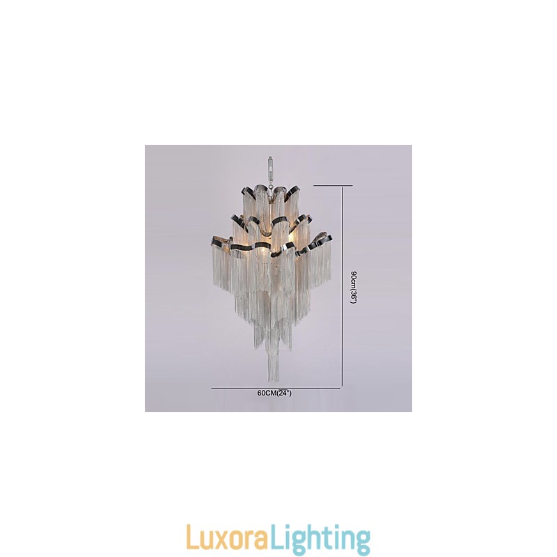 Designer Touch Decorative Aluminum Stream Chandelier Pendant Light Silver Colour Spiral Staircase staircase