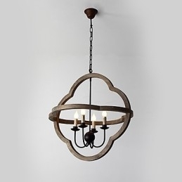 Designer Touch Decorative Vintage Metal Amercian Industrial Loft Painting Color Wooden Chandelier Lamp the Indoor Decorate Pendant Lamp