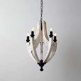 Designer Touch Decorative Vintage Painting Feature Mini Style Wood Bamboo Chandelier Lamp the Decorate Pendant Lamp