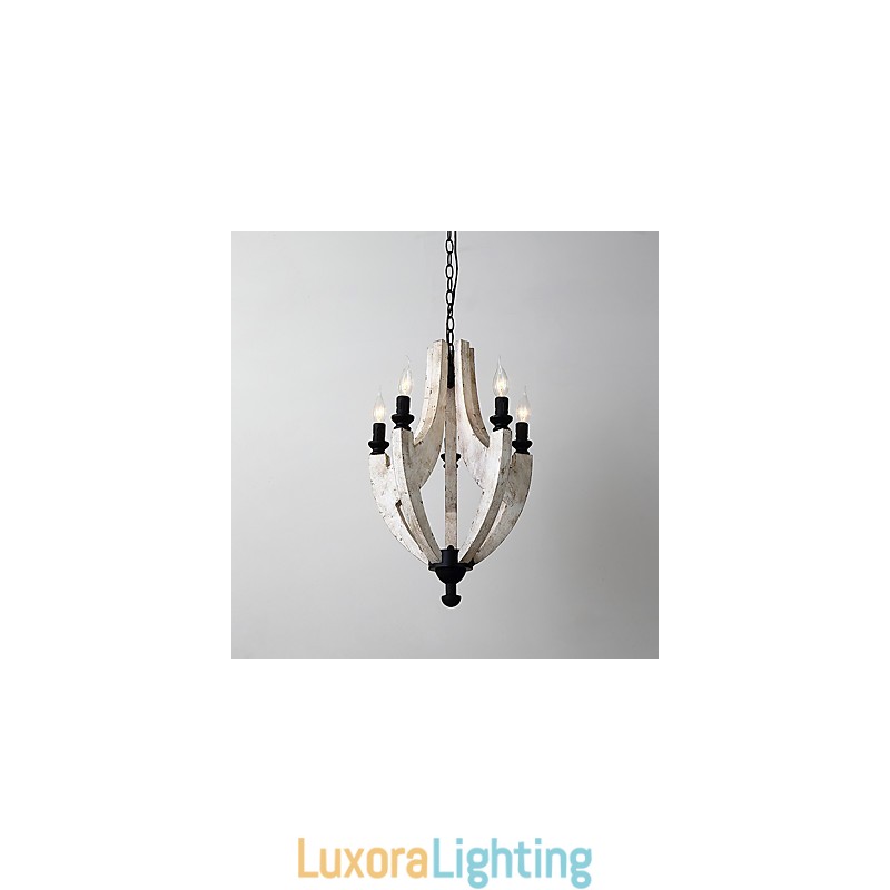 Designer Touch Decorative Vintage Painting Feature Mini Style Wood Bamboo Chandelier Lamp the Decorate Pendant Lamp