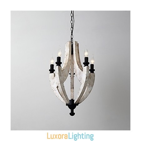 Designer Touch Decorative Vintage Painting Feature Mini Style Wood Bamboo Chandelier Lamp the Decorate Pendant Lamp