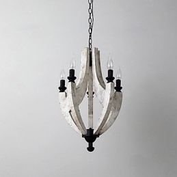 Designer Touch Decorative Vintage Painting Feature Mini Style Wood Bamboo Chandelier Lamp the Decorate Pendant Lamp