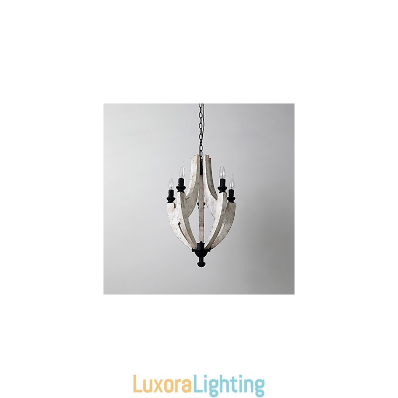 Designer Touch Decorative Vintage Painting Feature Mini Style Wood Bamboo Chandelier Lamp the Decorate Pendant Lamp