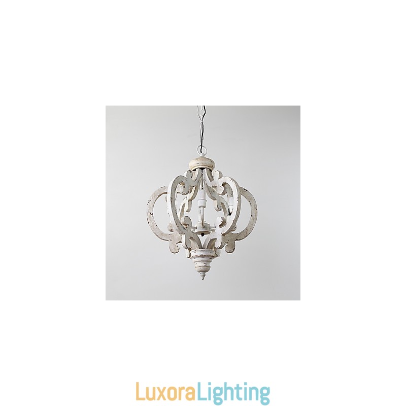 Designer Touch Decorative Vintage Painting Feature Mini Style Wood Bamboo Chandelier Lamp the Decorate Pendant Lamp
