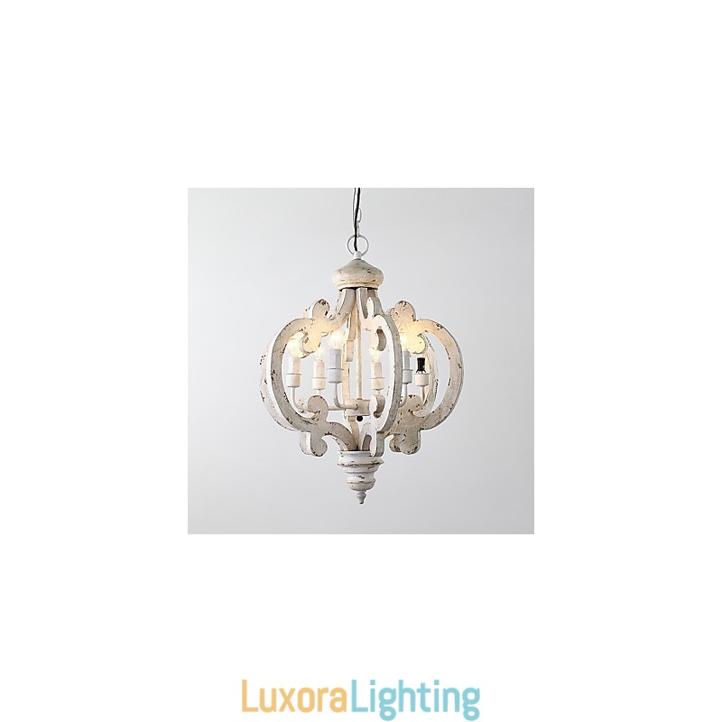 Designer Touch Decorative Vintage Painting Feature Mini Style Wood Bamboo Chandelier Lamp the Decorate Pendant Lamp