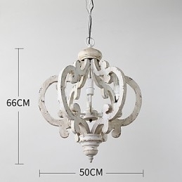 Designer Touch Decorative Vintage Painting Feature Mini Style Wood Bamboo Chandelier Lamp the Decorate Pendant Lamp