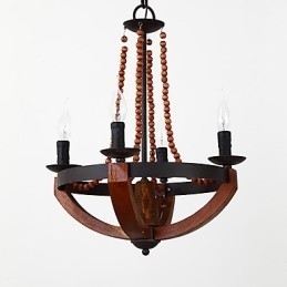 Designer Touch Decorative Four Light Vintage Painting Feature Mini Style Wood Bamboo Chandelier Lamp the Decorate Pendant Lamp