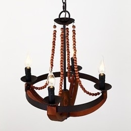 Designer Touch Decorative Four Light Vintage Painting Feature Mini Style Wood Bamboo Chandelier Lamp the Decorate Pendant Lamp