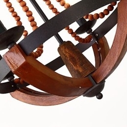 Designer Touch Decorative Four Light Vintage Painting Feature Mini Style Wood Bamboo Chandelier Lamp the Decorate Pendant Lamp