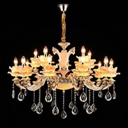 Designer Touch Decorative Pendant Light Zinc Alloy Feature for Crystal Mini Style Metal Indoors Shops 15 Bulbs