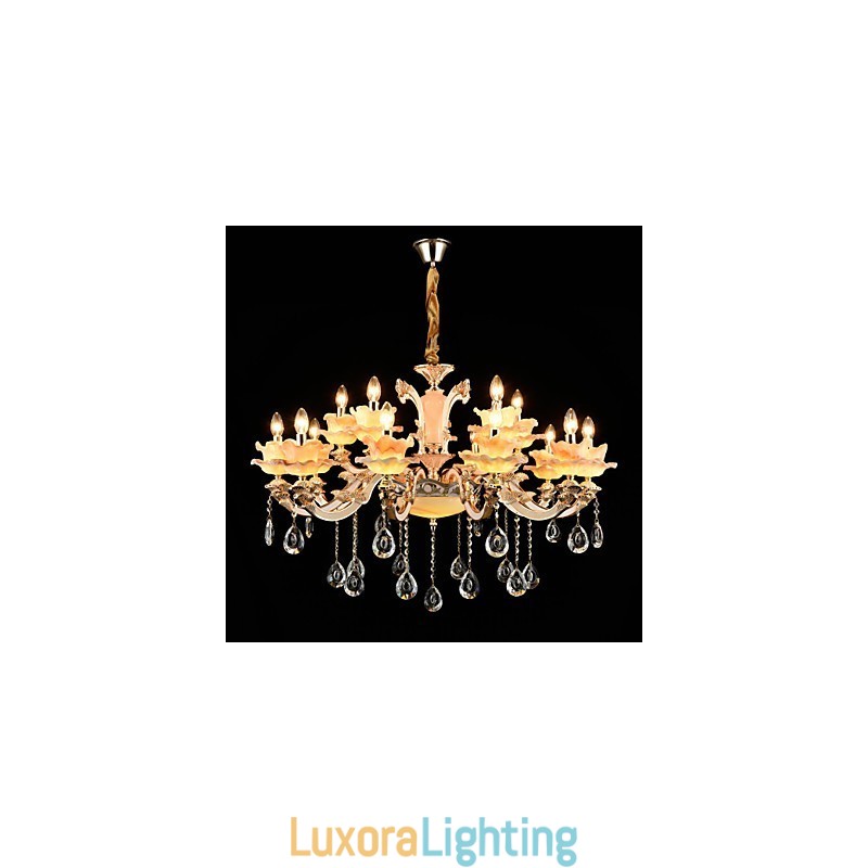 Designer Touch Decorative Pendant Light Zinc Alloy Feature for Crystal Mini Style Metal Indoors Shops 15 Bulbs