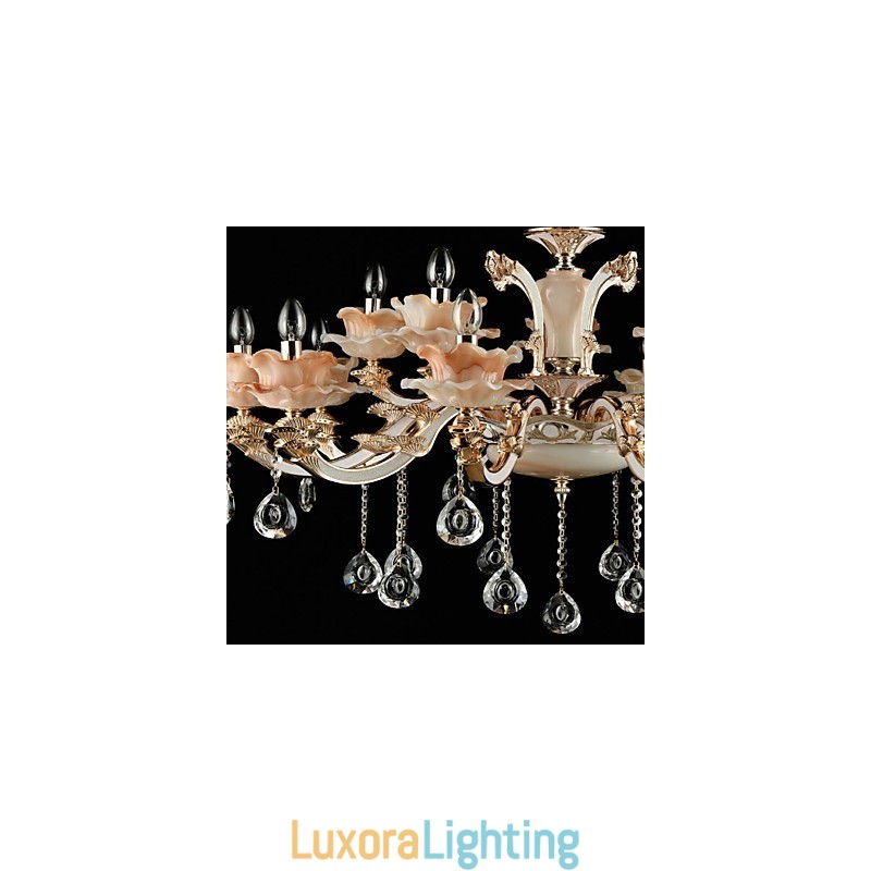 Designer Touch Decorative Pendant Light Zinc Alloy Feature for Crystal Mini Style Metal Indoors Shops 15 Bulbs