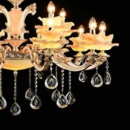 Designer Touch Decorative Pendant Light Zinc Alloy Feature for Crystal Mini Style Metal Indoors Shops 15 Bulbs