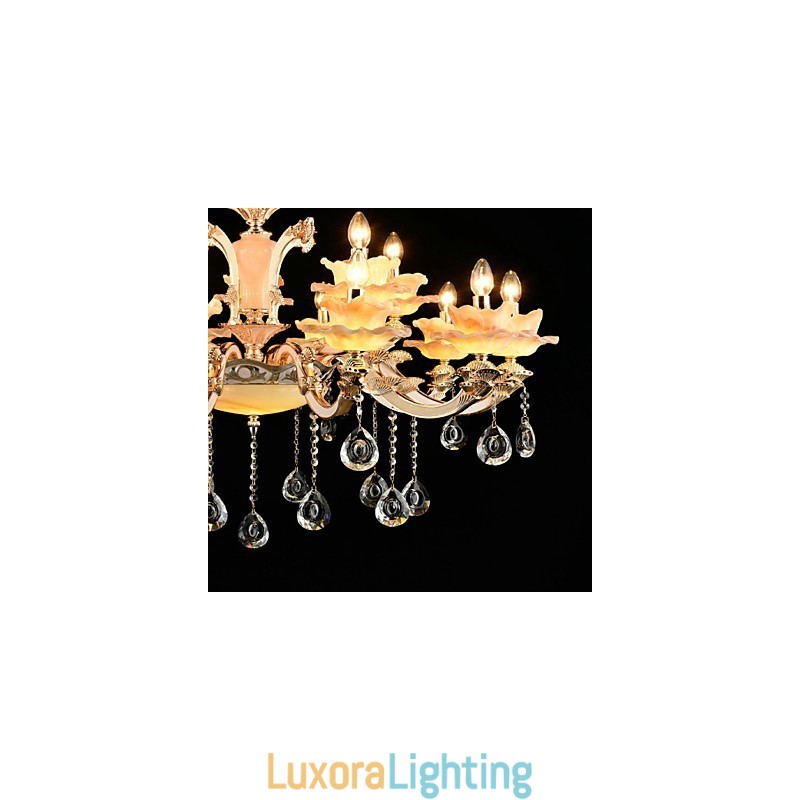 Designer Touch Decorative Pendant Light Zinc Alloy Feature for Crystal Mini Style Metal Indoors Shops 15 Bulbs