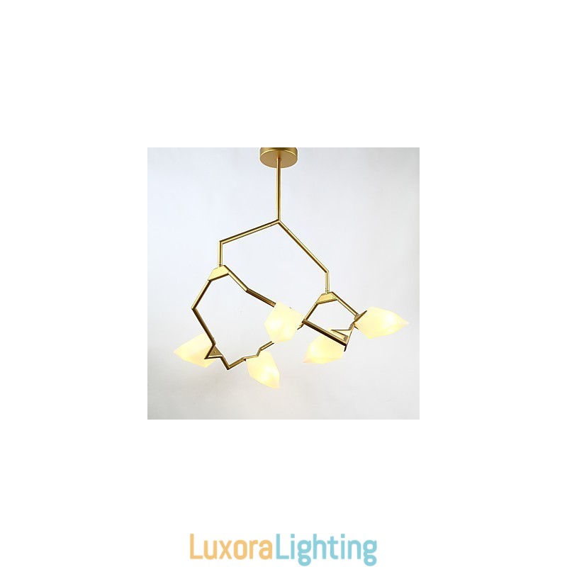 Designer Touch Decorative Five Light Post Modern Metal with Glass Peach Chandelier Lamp the Canteen Decorate Pendant Lamp