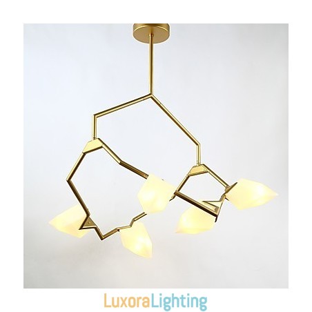 Designer Touch Decorative Five Light Post Modern Metal with Glass Peach Chandelier Lamp the Canteen Decorate Pendant Lamp