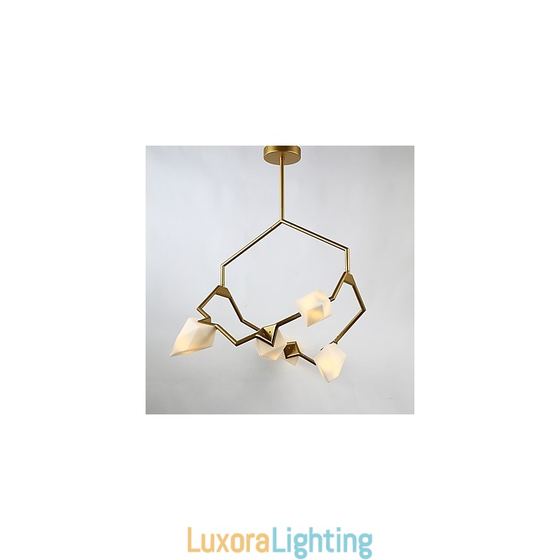 Designer Touch Decorative Five Light Post Modern Metal with Glass Peach Chandelier Lamp the Canteen Decorate Pendant Lamp