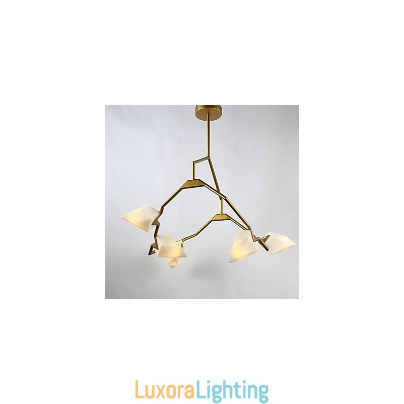 Designer Touch Decorative Five Light Post Modern Metal with Glass Peach Chandelier Lamp the Canteen Decorate Pendant Lamp