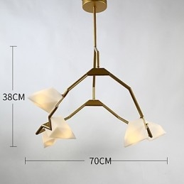 Designer Touch Decorative Five Light Post Modern Metal with Glass Peach Chandelier Lamp the Canteen Decorate Pendant Lamp