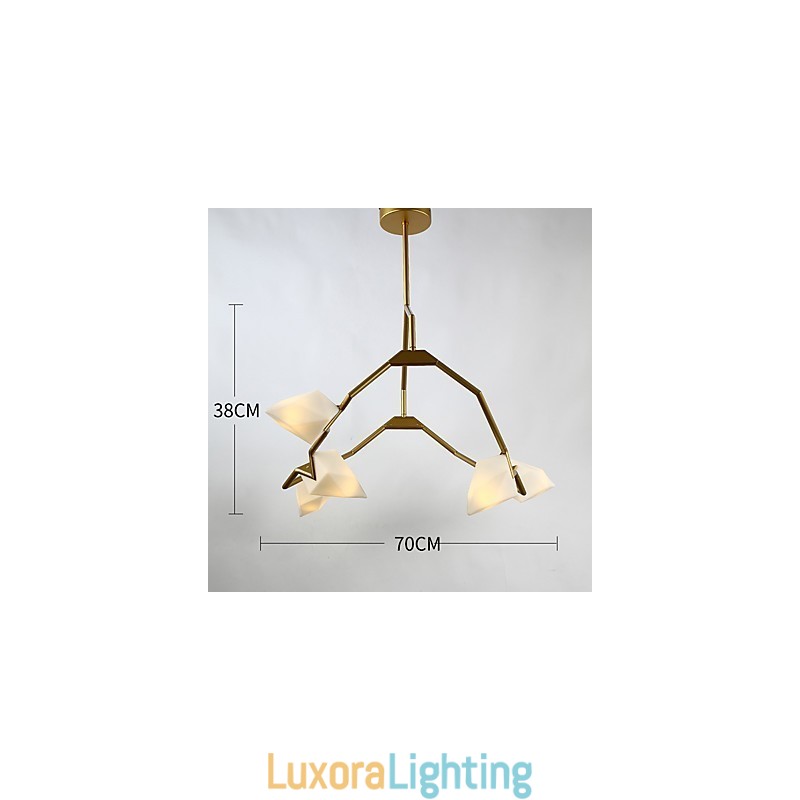 Designer Touch Decorative Five Light Post Modern Metal with Glass Peach Chandelier Lamp the Canteen Decorate Pendant Lamp