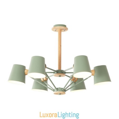 Designer Touch Decorative Multi Colours Macaron Wood Vintage Painting Feature Metal Chandelier