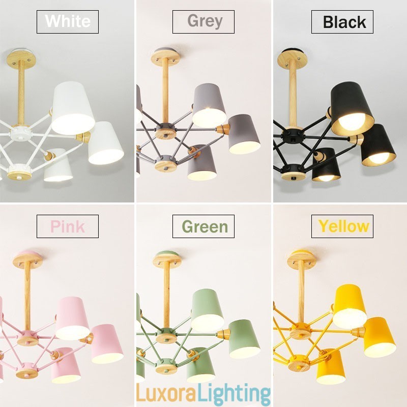 Designer Touch Decorative Multi Colours Macaron Wood Vintage Painting Feature Metal Chandelier