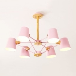 Designer Touch Decorative Multi Colours Macaron Wood Vintage Painting Feature Metal Chandelier
