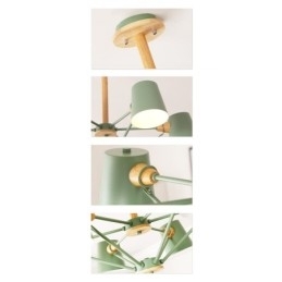 Designer Touch Decorative Multi Colours Macaron Wood Vintage Painting Feature Metal Chandelier