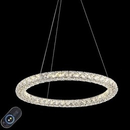 Designer Touch Decorative Modern Ring Crystal Ceiling Pendant Light Crystal Chandelier Light Indoor Lighting Lamps Fixtures Dimmable with Remote Control