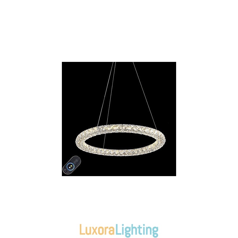 Designer Touch Decorative Modern Ring Crystal Ceiling Pendant Light Crystal Chandelier Light Indoor Lighting Lamps Fixtures Dimmable with Remote Control