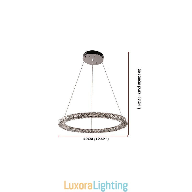 Designer Touch Decorative Modern Ring Crystal Ceiling Pendant Light Crystal Chandelier Light Indoor Lighting Lamps Fixtures Dimmable with Remote Control