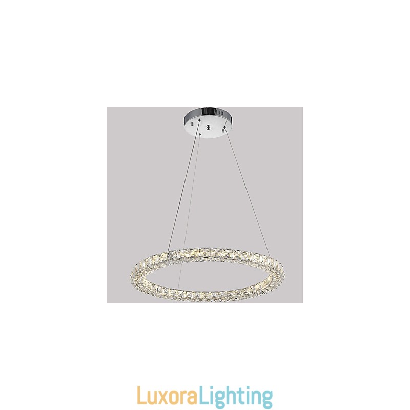 Designer Touch Decorative Modern Ring Crystal Ceiling Pendant Light Crystal Chandelier Light Indoor Lighting Lamps Fixtures Dimmable with Remote Control