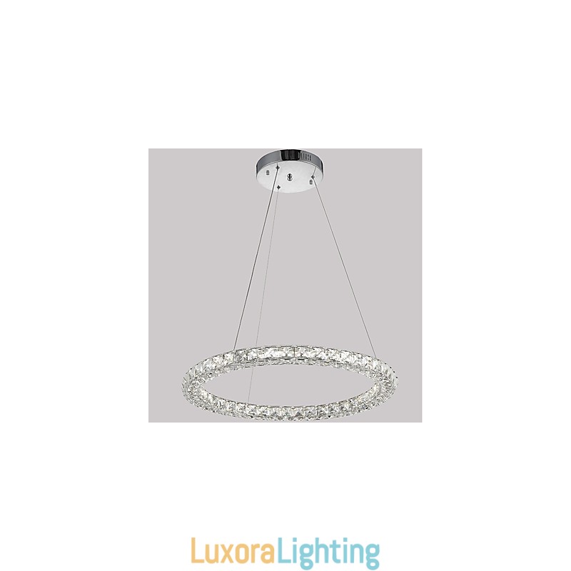 Designer Touch Decorative Modern Ring Crystal Ceiling Pendant Light Crystal Chandelier Light Indoor Lighting Lamps Fixtures Dimmable with Remote Control