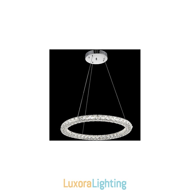 Designer Touch Decorative Modern Ring Crystal Ceiling Pendant Light Crystal Chandelier Light Indoor Lighting Lamps Fixtures Dimmable with Remote Control