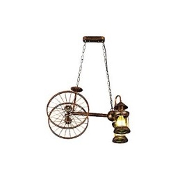 Designer Touch Decorative Rustic Lodge Vintage Retro Country Globe Painting Feature for Mini Style Designers Metal Chandelier